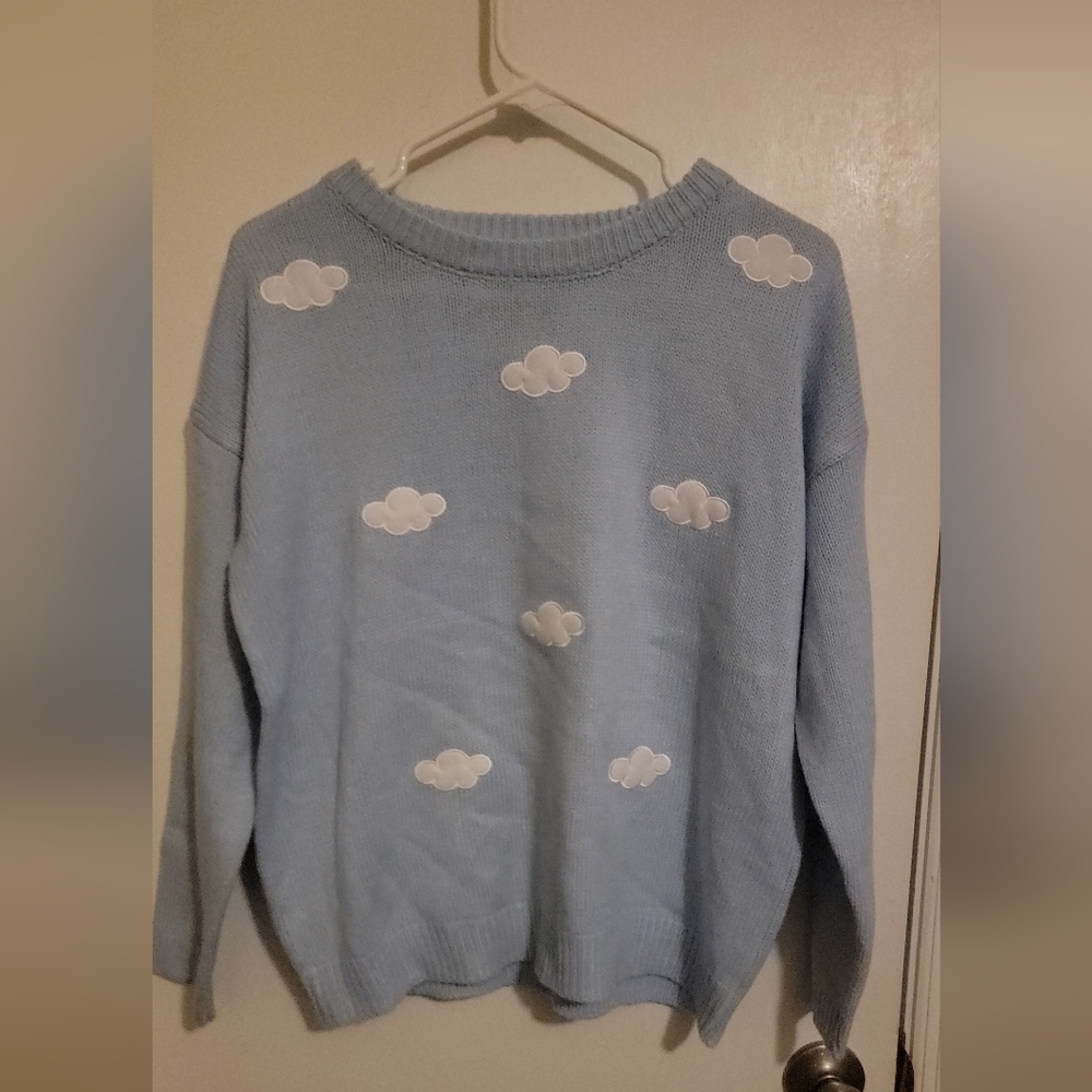 Sky Blue Cloud Pattern Sweater